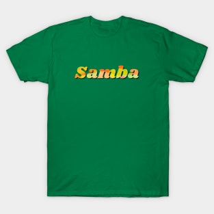 Samba lettering in orange yellow on green background T-Shirt